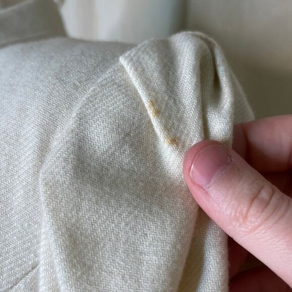 1980s Wool Ivory Minimalist Corporate Wedding Event Cropped Blazer Skirt Set S - Picture 3 of 9